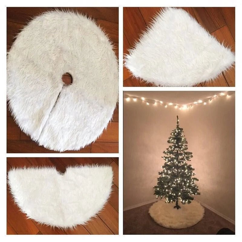 Creative White Plush Christmas Tree Skirt